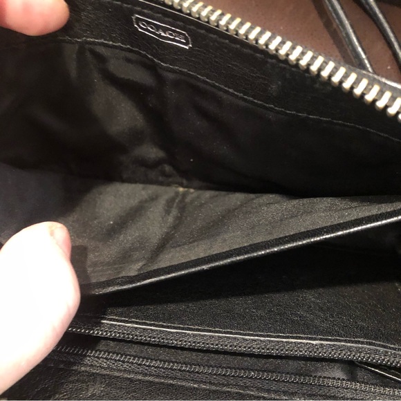 COACH POPPY Continental Full Silver Zip Jacquard C Black Brown Wallet Wristlet - Picture 6 of 15